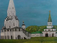 Картина маслом  на холсте  "Коломенское Храм Вознесения Господня&