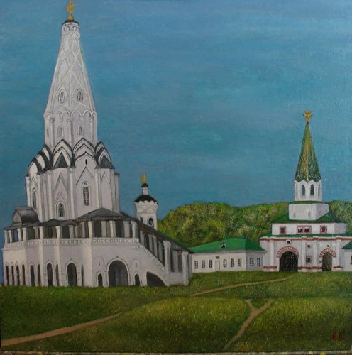 Картина маслом  на холсте  "Коломенское Храм Вознесения Господня&