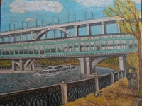 Холст на картоне  "Метромост на Воробьевых горах" 2021