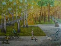 Картина маслом на холсте  "Москва аллея на университетском проспе