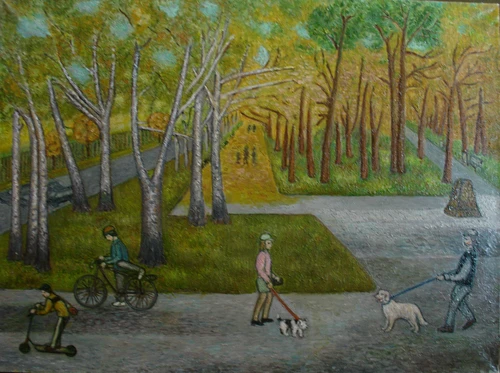 Картина маслом на холсте  "Москва аллея на университетском проспе