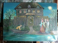 Картина маслом на холсте  " Прогулки под луной "